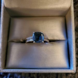 9.0mm London Blue Topaz & White Sapphire Ring